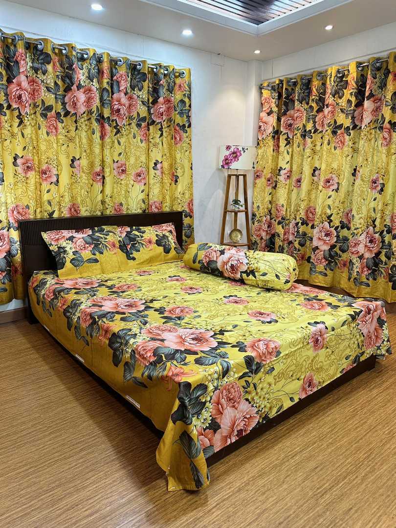 BEDSHEET, COMBO, SET, WITH , CURTAIN