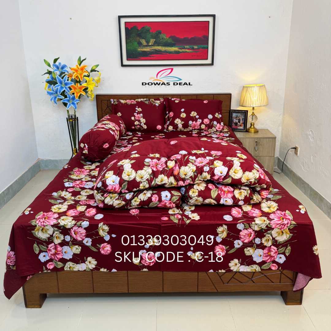 Premium,Quality,Twill,Cotton,Comforter,5,Pcs,Set,comforter, comforter set, soft bedding, warm comforter, premium comforter Bangladesh, cotton comforter, bedding set, winter blanket, stylish bedding