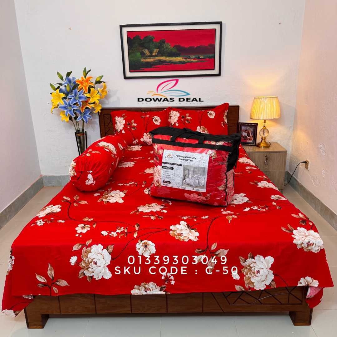 Premium,Quality,Twill,Cotton,Comforter,5,Pcs,Set,comforter, comforter set, soft bedding, warm comforter, premium comforter Bangladesh, cotton comforter, bedding set, winter blanket, stylish bedding